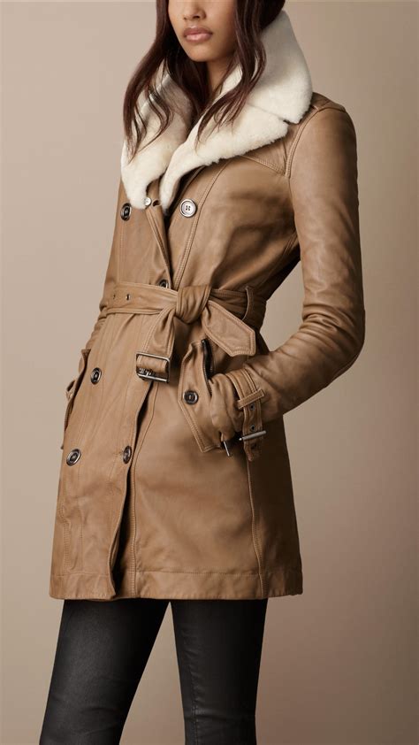 burberry brit shearling collar biker jacket|burberry shearling coats women's.